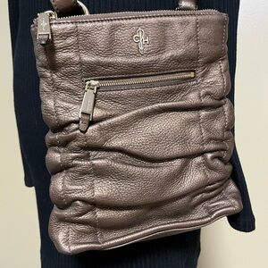 Cole Haan Metallic Bronze Brown Leather Crossbody Bag Purse